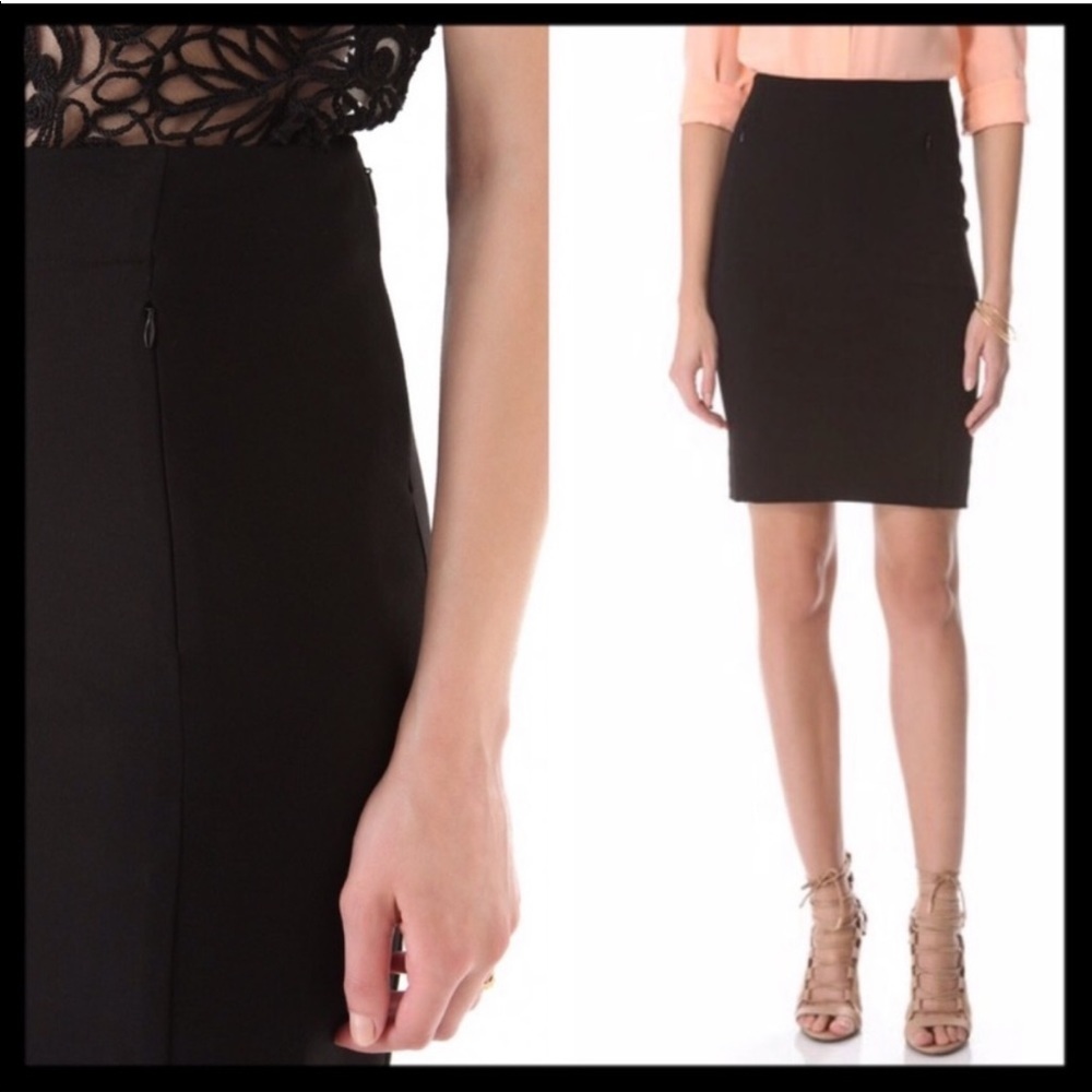 Diane von Furstenberg Black Koto Ponte Double Zipper Pencil Skirt Size 2